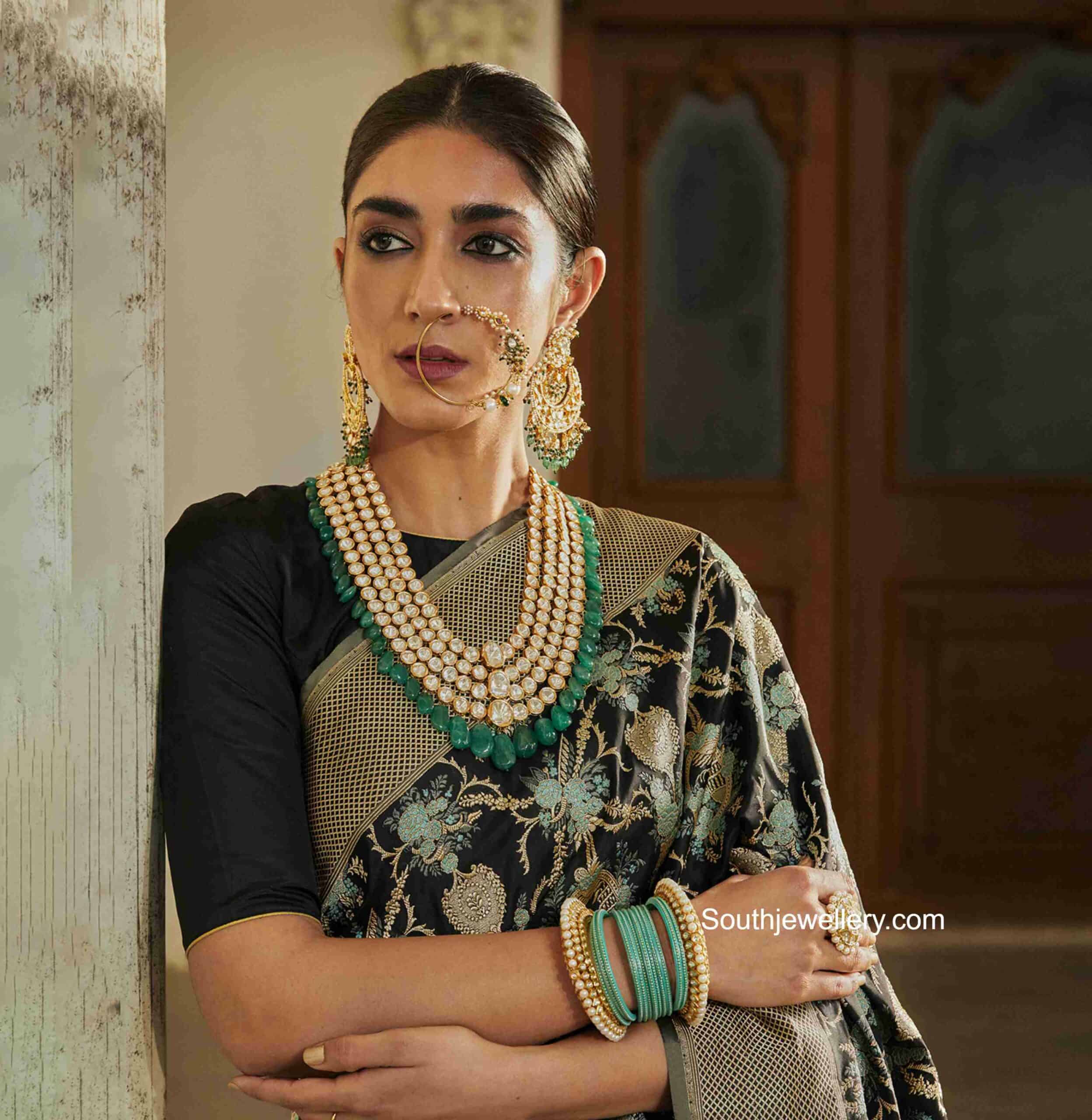 Polki emerald haram set Indian Jewellery Designs
