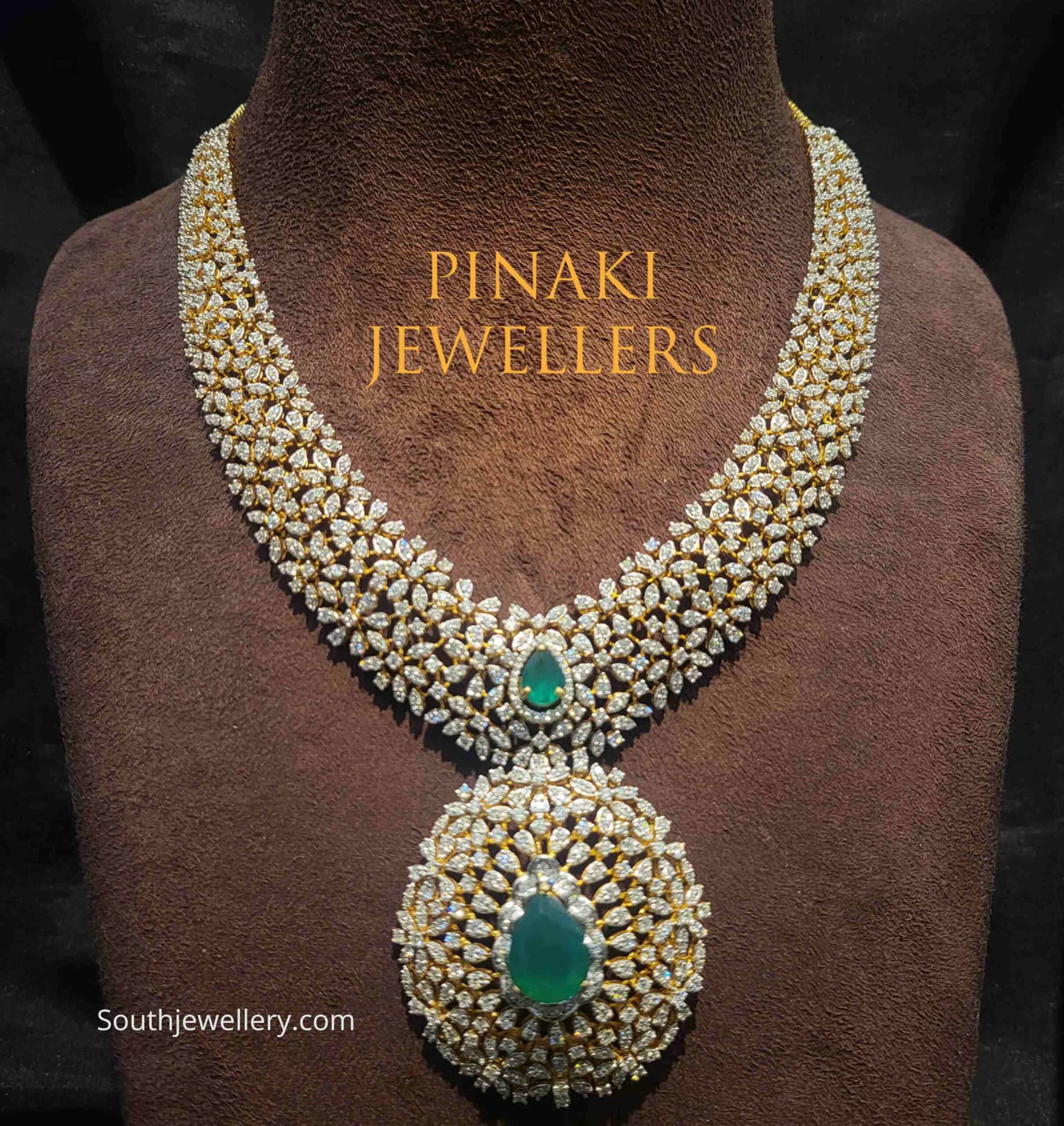 Diamond and emerald necklace - Indian Jewellery Designs