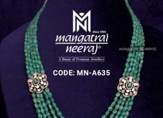 emerald mala with side brooches